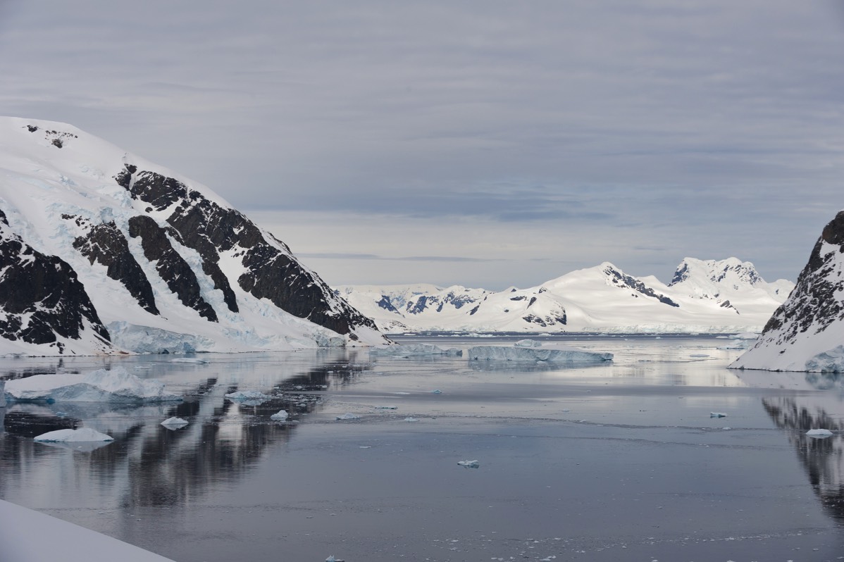 Graham Land, the Errera Channel, and southern end of Rongé Island as seen from Danco Island, Antarctica