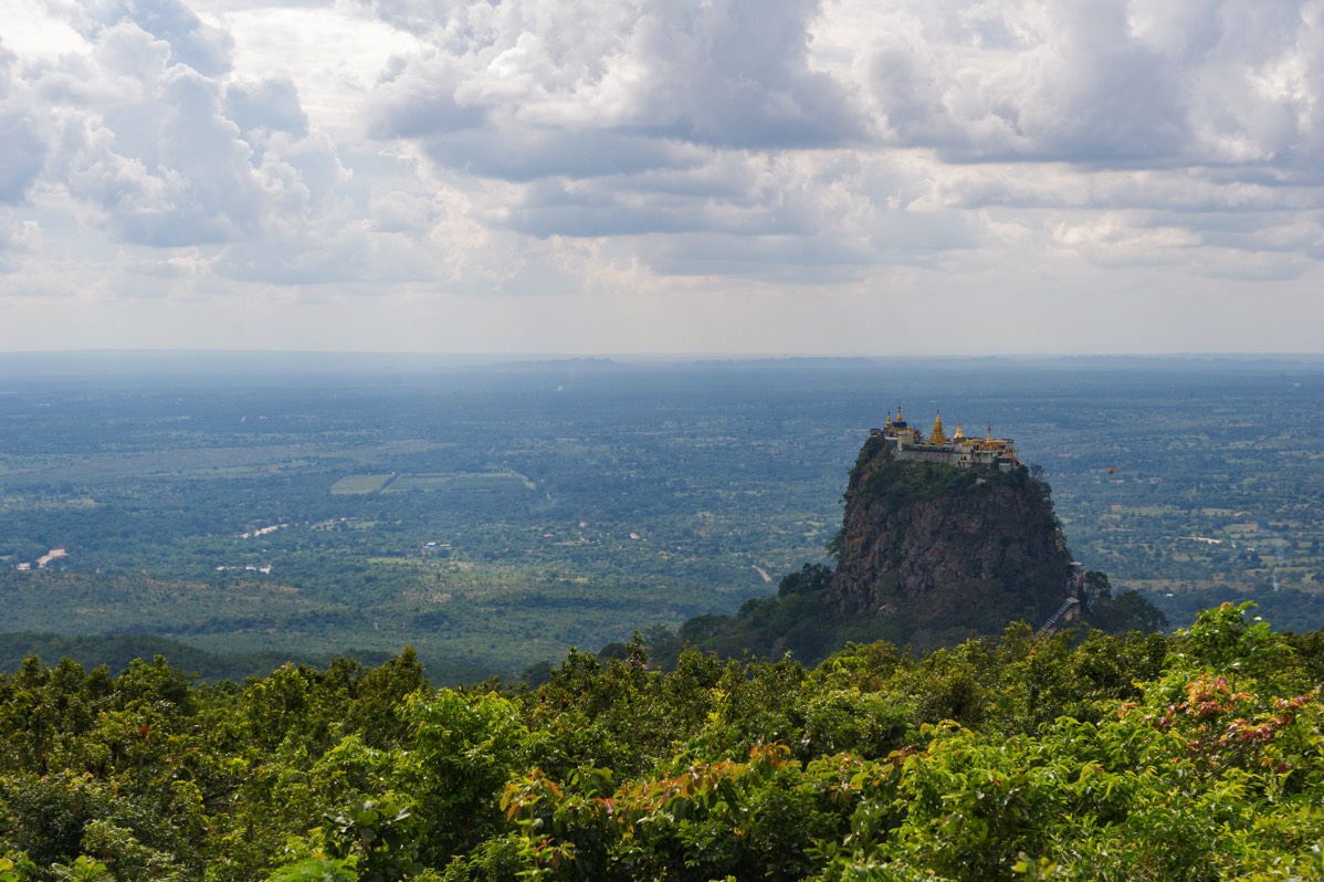 Taung Kalat as seen from Mount Popa, in the Mandalay region of Myanmar
