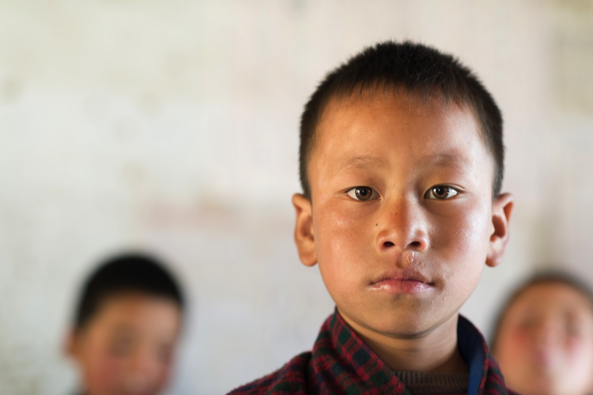 Photos in class at the Bayta Community Primary School in the Phobjikha Valley, Bhutan